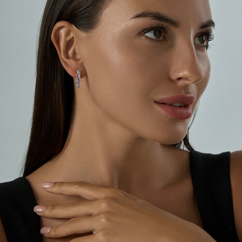 Серьги из серебра с миксом камней