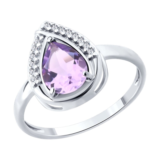 Серьги из серебра с аметистами и фианитами