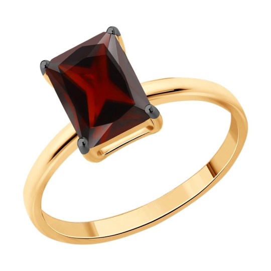 Кольцо из серебра с аметистом и фианитами