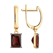 Серьги из серебра с позолотой и гранатами