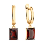 Серьги из серебра с позолотой и гранатами