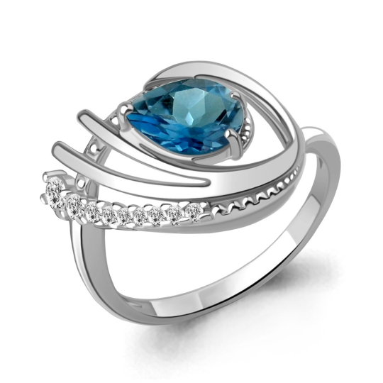 Кольцо из серебра с фианитами