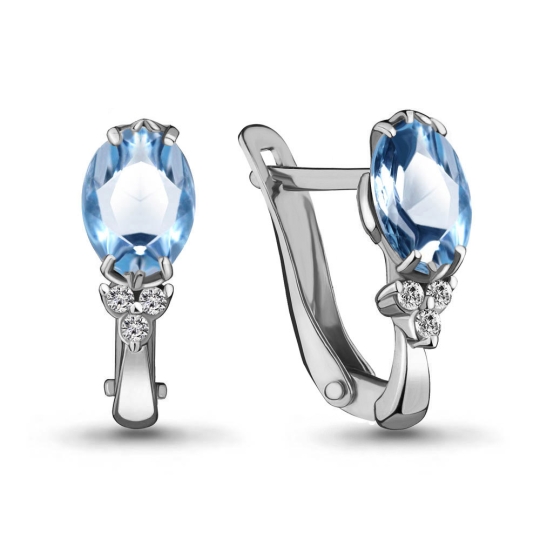 Кольцо из серебра с топазом Swiss и фианитами