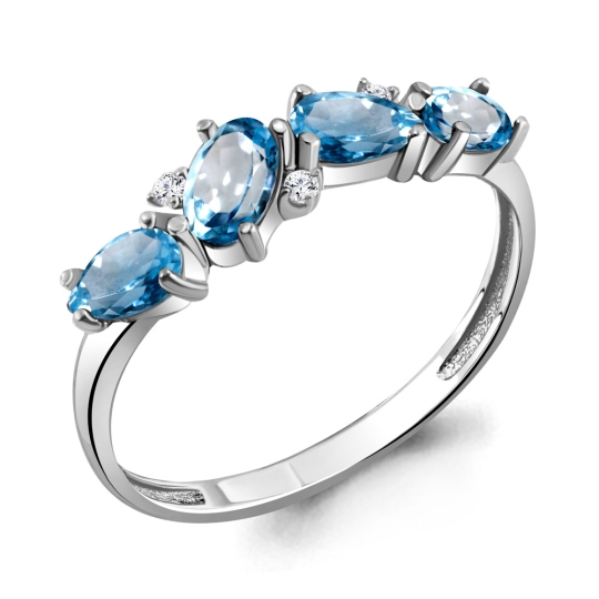 Кольцо из серебра с позолотой и фианитами