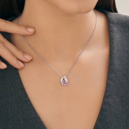 Серьги из серебра с аметистами и фианитами