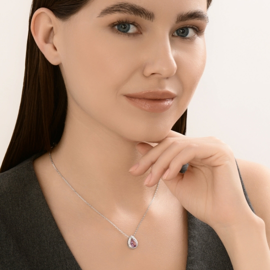 Серьги из серебра с аметистами и фианитами