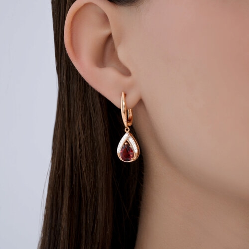 Серьги из серебра с эмалью и фианитами