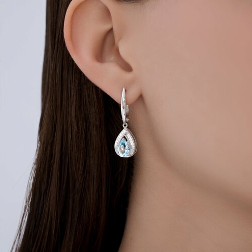 Серьги из серебра с позолотой и гранатами