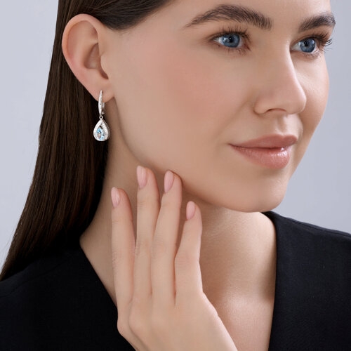 Серьги из серебра с позолотой и гранатами