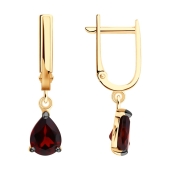 Серьги из серебра с гранатами и фианитами