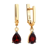 Серьги из серебра с гранатами и фианитами