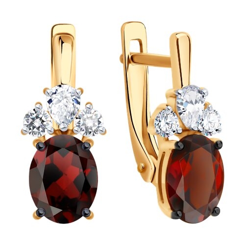 Подвеска из серебра с позолотой, гранатом и фианитами