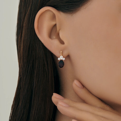 Подвеска из серебра с позолотой, гранатом и фианитами