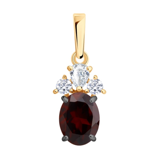 Подвеска из серебра с ювелирным кристаллом и фианитами