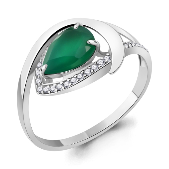 Серьги из серебра с агатами и фианитами