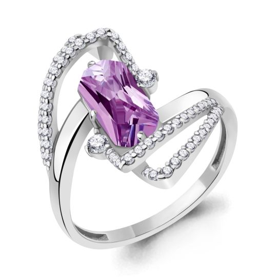 Кольцо из серебра с фианитами