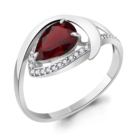 Кольцо из серебра с агатом и фианитами