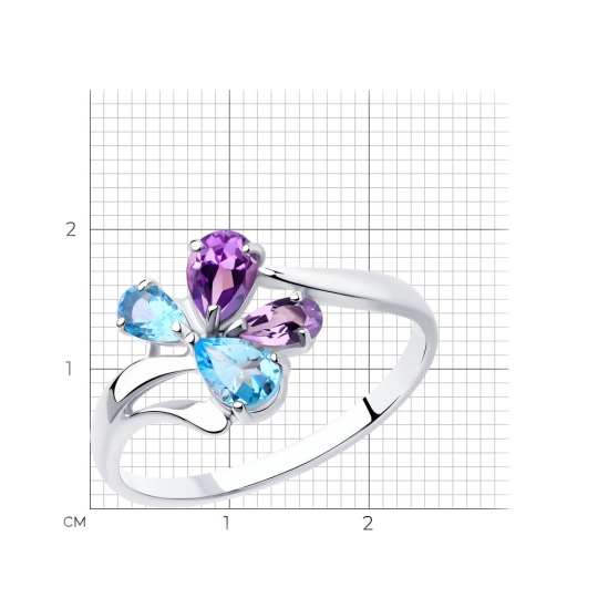Кольцо из серебра с аметистами и топазами