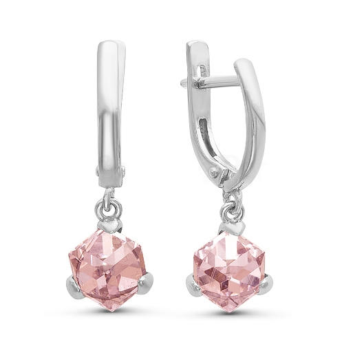 Серьги из серебра с корундами и фианитами "Божьи коровки"