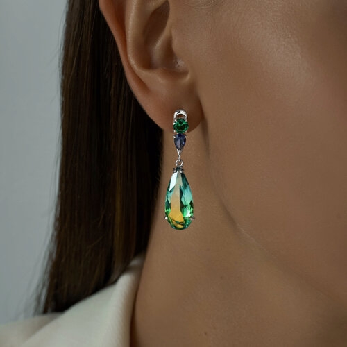 Подвеска из серебра с ситаллом и фианитом