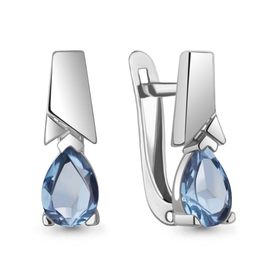 Серьги из серебра с корундами и фианитами "Божьи коровки"