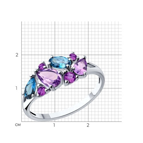 Кольцо из серебра с миксом камней