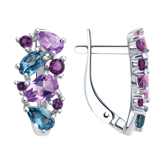 Серьги-трансформеры из серебра с позолотой 