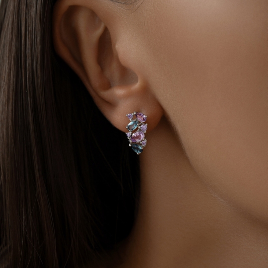 Серьги-трансформеры из серебра с позолотой 