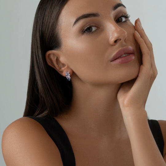 Серьги-трансформеры из серебра с позолотой 