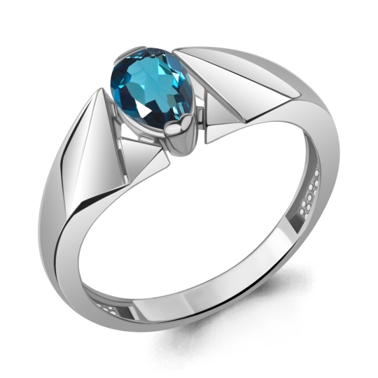 Кольцо из серебра с топазом Swiss и фианитами