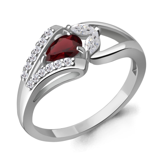 Серьги из серебра с гранатами и фианитами