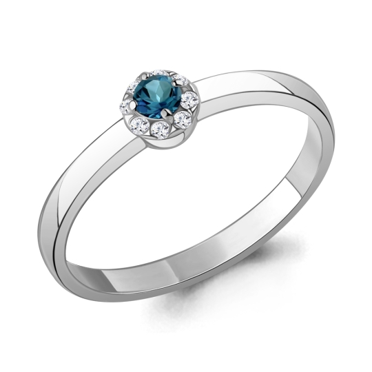 Кольцо из серебра с ювелирным кристаллом Топаз London и фианитами