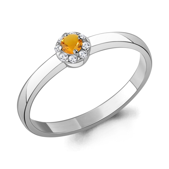 Кольцо из серебра с позолотой и фианитом