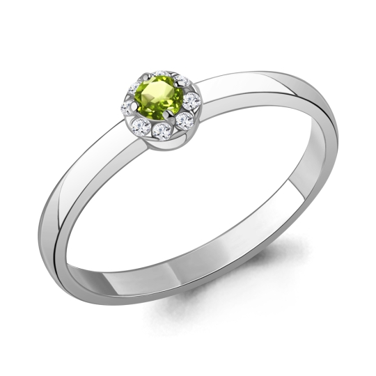 Кольцо из серебра с агатом и фианитами