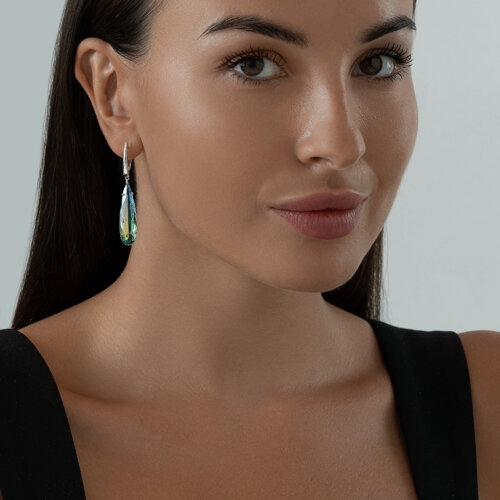 Серьги из серебра с фианитами