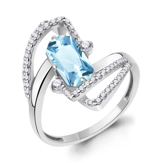 Кольцо из серебра с позолотой и фианитом