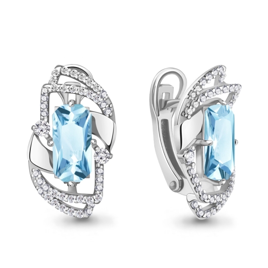 Серьги из серебра с фианитами