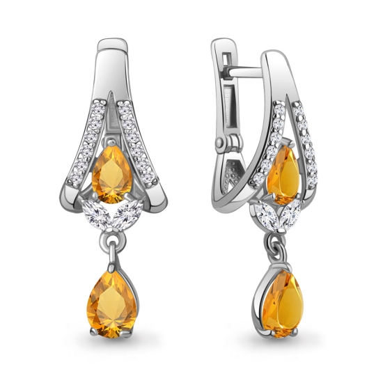 Серьги из серебра с ювелирными кристаллами