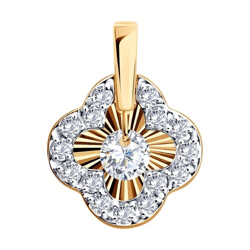 Подвеска-буква из золота с фианитами «Л»