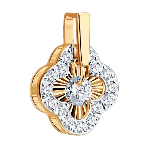 Подвеска-буква из золота с фианитами «Л»