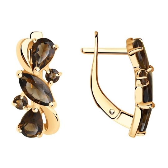 Серьги из серебра с гранатами и фианитами