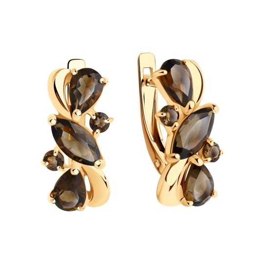 Серьги из серебра с гранатами и фианитами