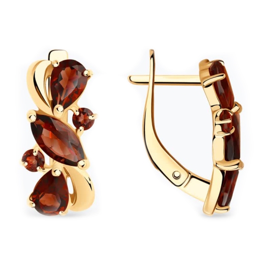 Серьги из серебра с позолотой и фианитами