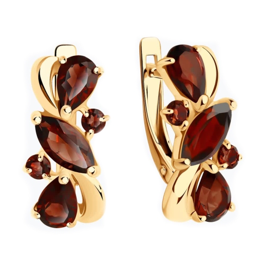 Серьги из серебра с позолотой и фианитами