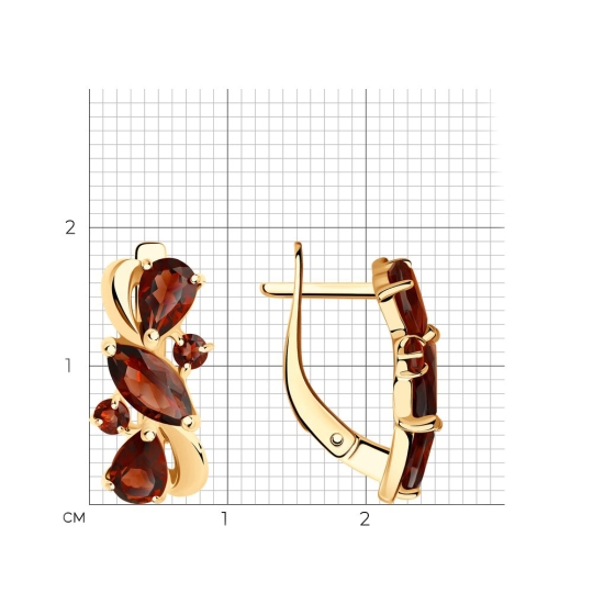 Серьги из серебра с позолотой и фианитами