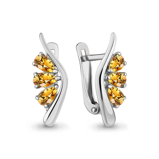 Серьги из серебра с хризолитами