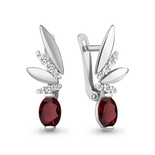 Кольцо из серебра с гранатом и фианитами