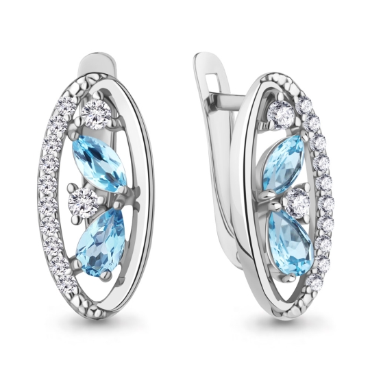 Серьги из серебра с фианитами