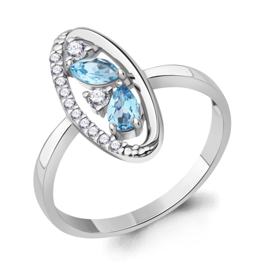 Серьги из серебра с топазами Swiss и фианитами