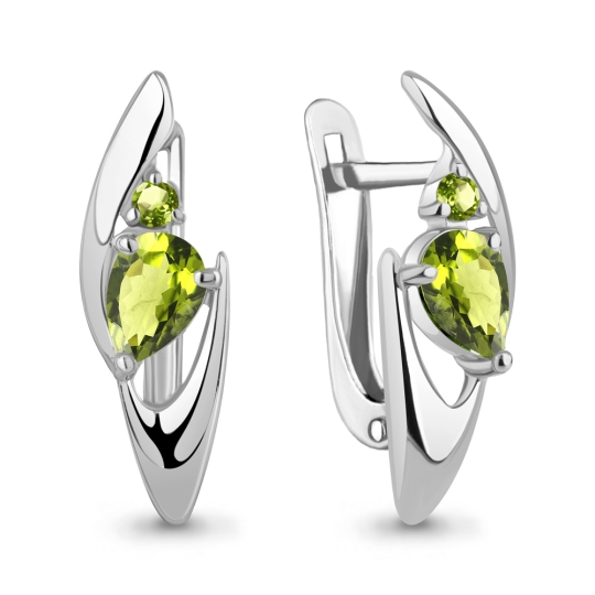 Серьги из серебра с лунными камнями и фианитами